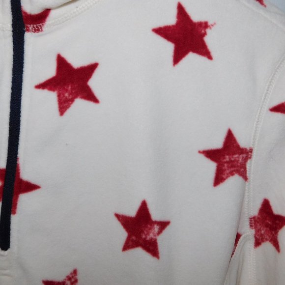 Eddie Bauer Womens 2XL White Red Star Light Fleece 1/4 Zip Pullover Top sweater - Picture 7 of 9